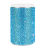 Aqua stainless steel can insulator covered in glass rhinestones with a white acrylic lid and a textured surface.