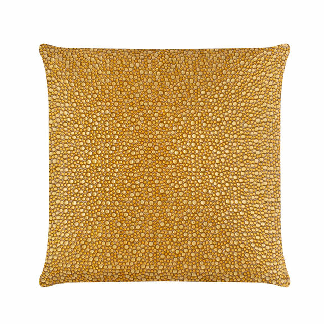 Square pillow covered in shimmering silver rhinestones on a soft velvet texture.