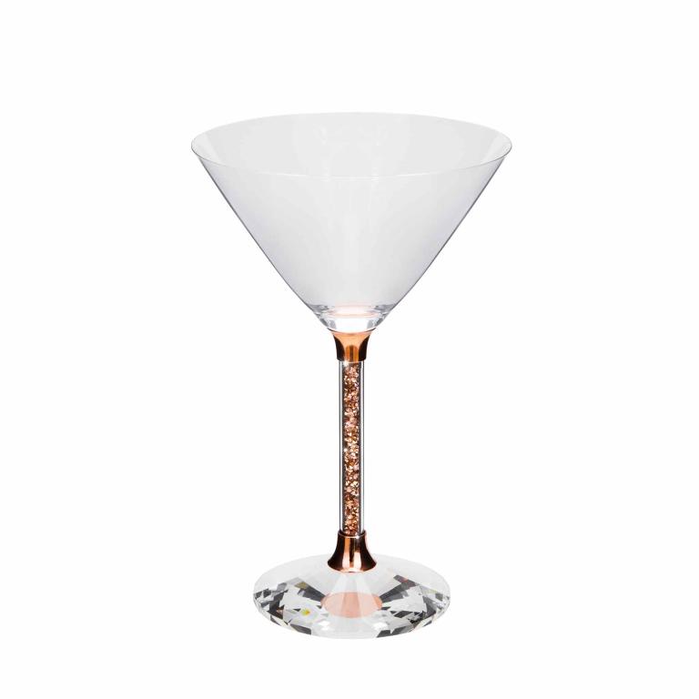 Clear&#x20;crystal&#x20;martini&#x20;glass&#x20;with&#x20;a&#x20;wide&#x20;conical&#x20;bowl&#x20;a&#x20;faceted&#x20;base&#x20;and&#x20;a&#x20;stem&#x20;featuring&#x20;embedded&#x20;rhinestones.